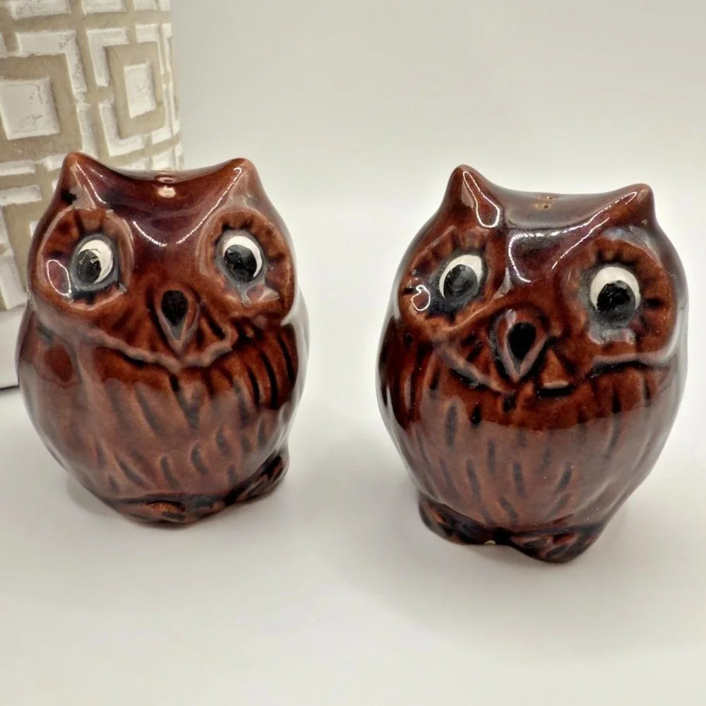 Vintage Owl Salt‎ Pepper Shakers San Juan Capistrano Mission Mid Century Pair